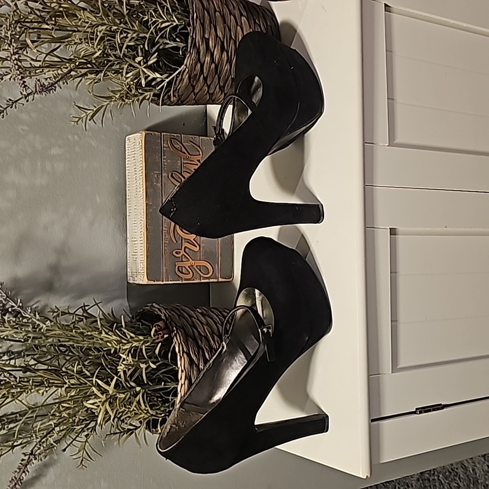Guess Black Suede Mary Jane Platform Heels - Picture 3 of 6